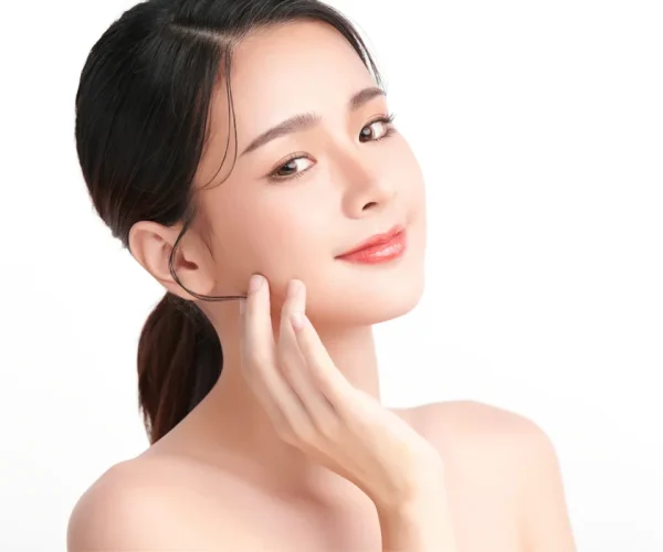 Beautiful young asian woman with clean fresh skin on white background, Face care, Facial treatment, Cosmetology, beauty and spa, Asian women portrait.